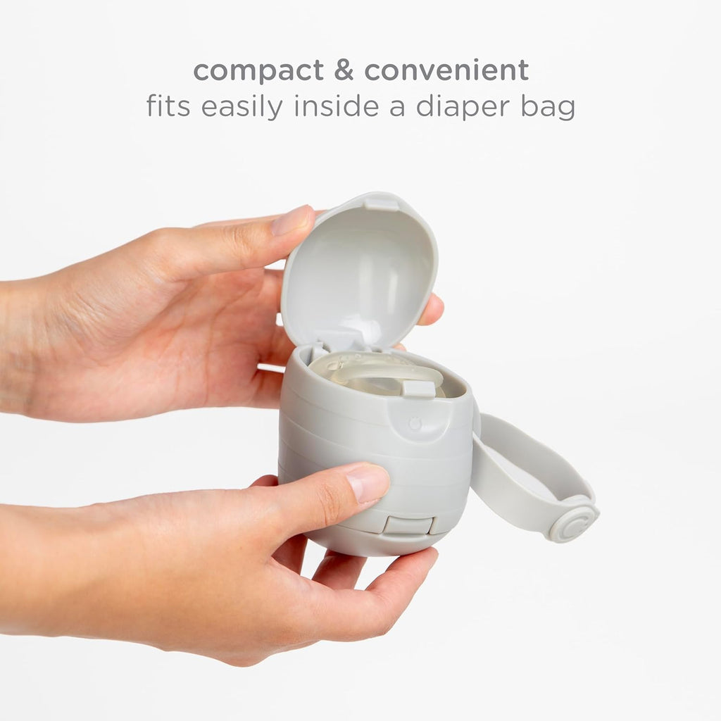 Ubbi On-the-Go Pacifier Holder - Keep Baby's Binkies Clean & Accessible | Portable Travel Accessory in Gray
