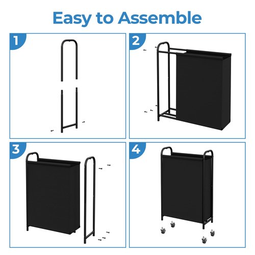 GRANNY SAYS 80L Slim Laundry Hamper with Wheels, Fabric Rolling Laundry Basket, Narrow Clothes Organizer, Tall Hamper for Closet, Laundry Room, Bathroom, Black