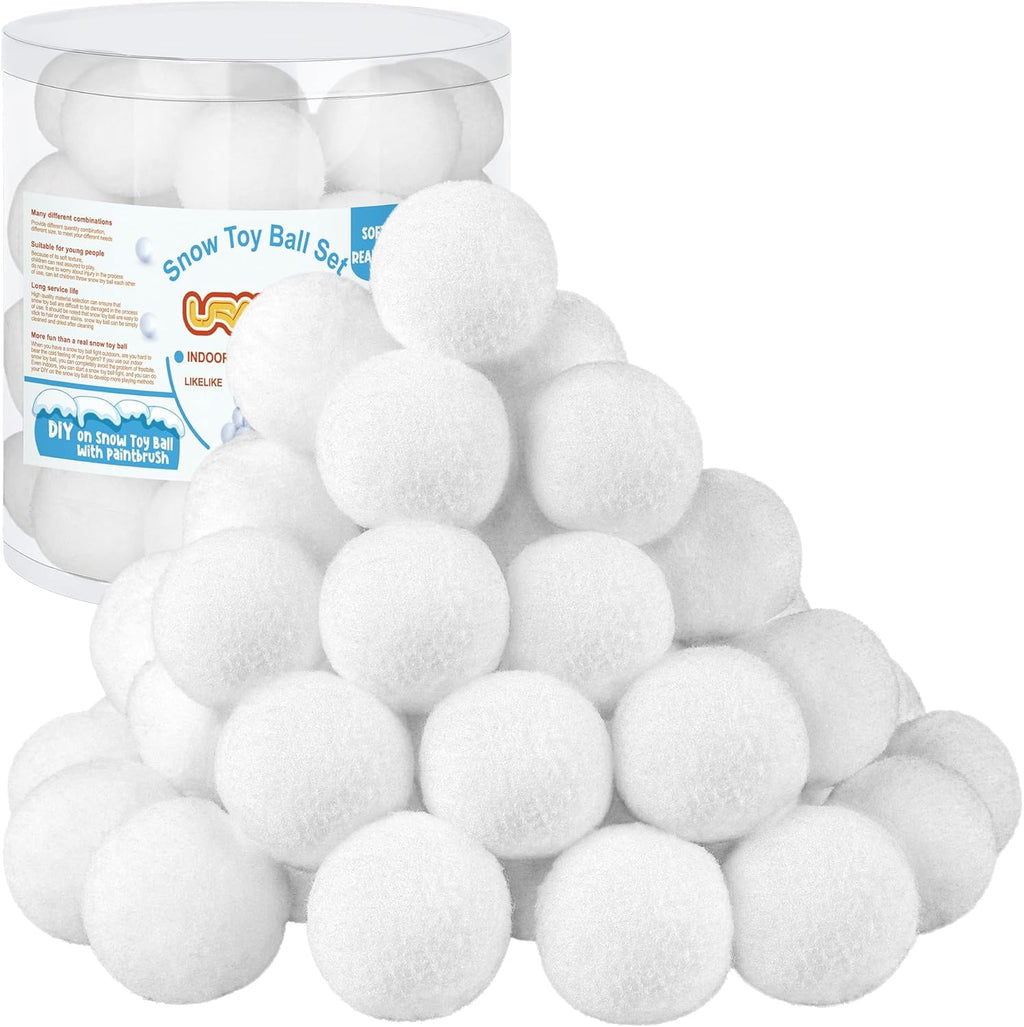 URATOT Snow Toy Balls - 40 Pack Plush Fake Snowballs for Kids | Soft Indoor Winter Play