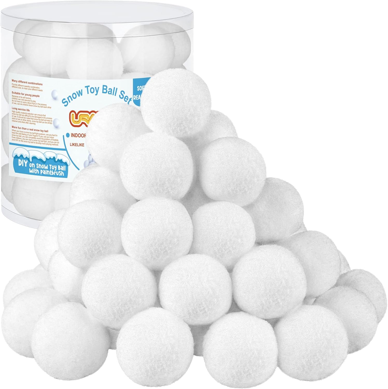URATOT Snow Toy Balls - 40 Pack Plush Fake Snowballs for Kids | Soft Indoor Winter Play