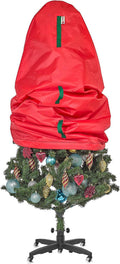 Upright Christmas Tree Storage Bag - Durable Dustproof Cover for 5 Ft Artificial Trees | Easy to Use, Red