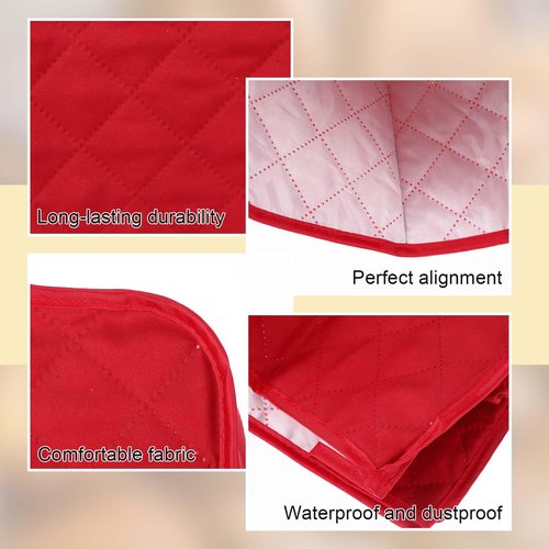 Toaster Cover 2 Slice, Two Slice Bread Machine Cover Quilted Toaster Covers Bread Maker Cover Universal Size Kitchen Appliance Cover Polyester and Cotton Quilted, Dust and Fingerprint Protection, Red