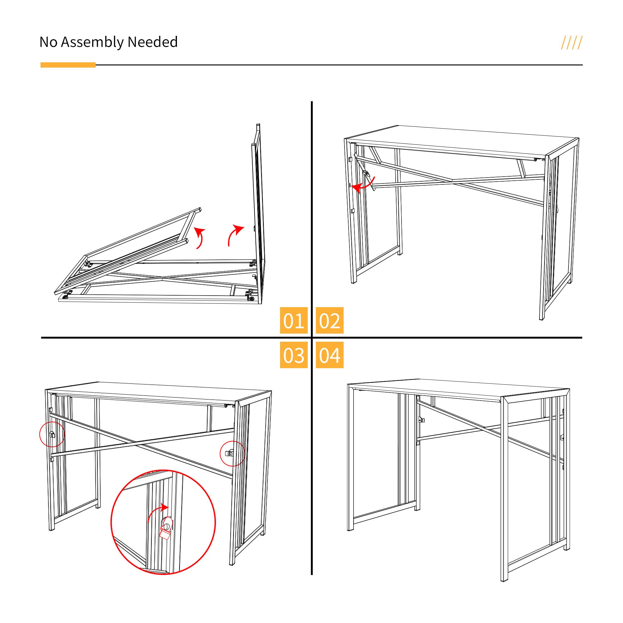 Lutown Teen Folding Computer Desk - 32 inch, Writing & Gaming, Small Space Office Desk, Black, No Assembly Required