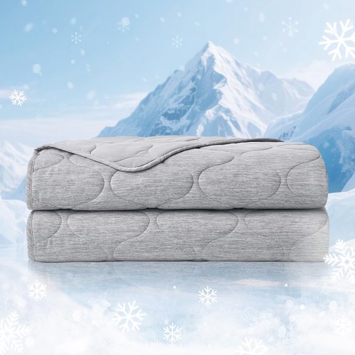 Cozy Bliss Cooling Dual-Sided Blanket for Hot Sleepers, Q-Max>0.46 Lightweight Soft Breathable Bed Blanket, Double Side Cooling Throw for Night Sweats (Silver Grey, 50"x70")