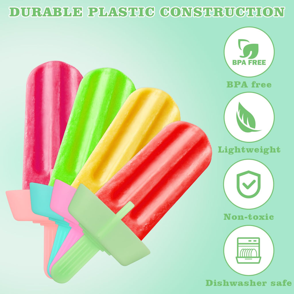 WMKGG Silicone Popsicle Holders for Kids, 4 Pack Reusable Drip-Free Ice Pop Stick Holder with Straw Brush, Fit Standard and Wide Sized Sticks Drip Free Popsicle