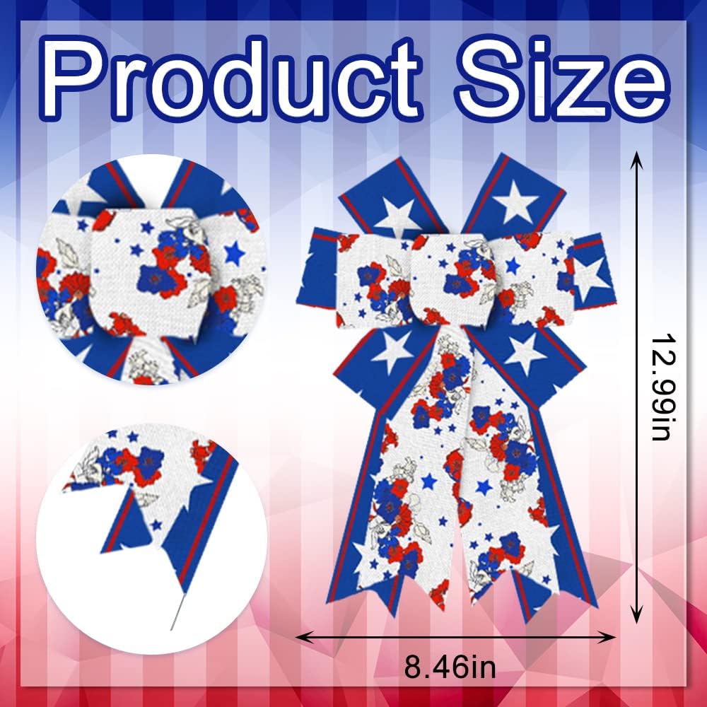 Regine Switzerland Patriotic Wreath Bows - Red, White & Blue Burlap Decor for 4th of July | 2-Pack