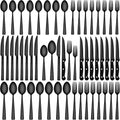 CEKEE 72-Piece Stainless Steel Flatware Set - Elegant Black & Silver Cutlery for 12 | Includes Steak Knives