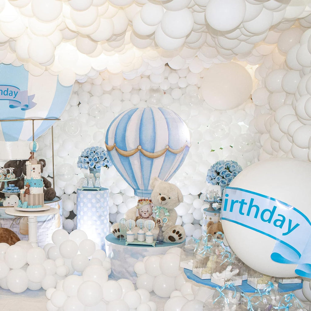 ASIYUHY White Balloons - 100 Pack 12 Inch Latex Balloons with 2 Rolls of Ribbon for Parties & Events