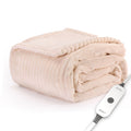 Sunbeam Electric Throw Royal Posh Velvet Heated Blanket, 4 Heat Settings, 4-Hour Auto Shut-Off, Fast Heating, Lush, Silky, and Ultra Comfy, Ribbed Champagne Color, 50" x 60"