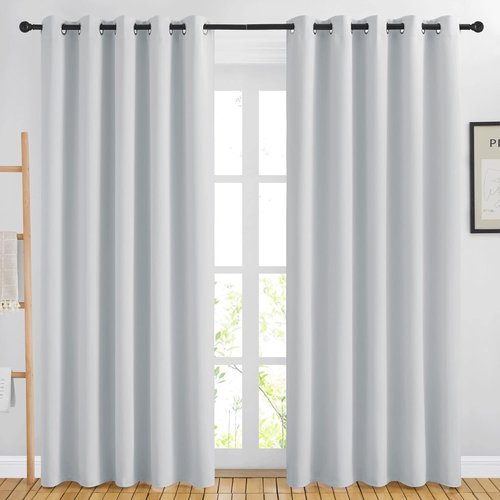 NICETOWN Blackout Curtains - Noise Reducing Thermal Insulated Drapes, 66 x 80 Inch, Greyish White, 2 Panels
