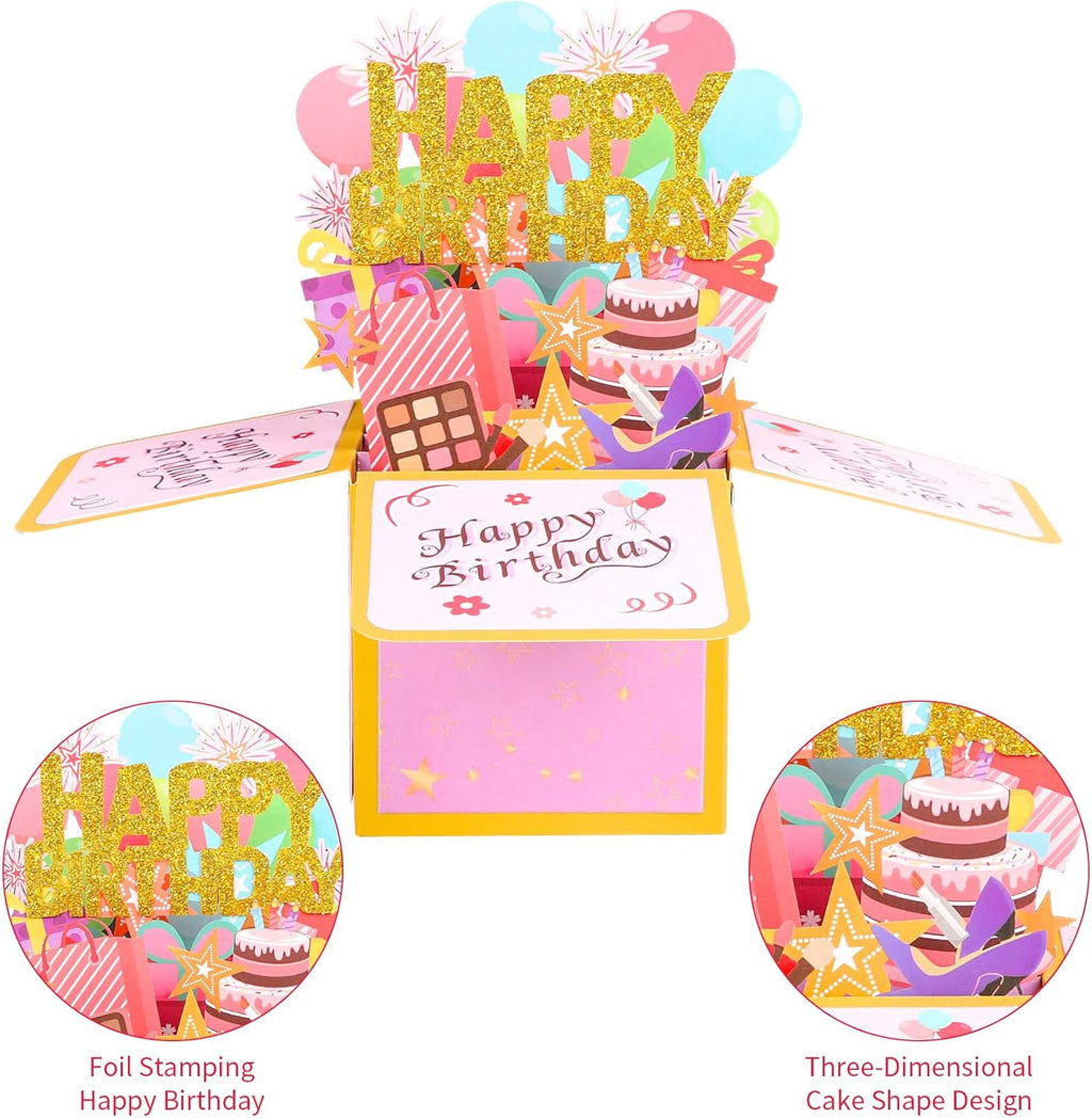 Steford Happy Birthday Pop-Up Card - Unique 3D Greeting Card Gift Box for All Ages | Handmade Design