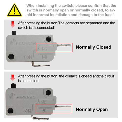 KW3A Microwave Oven Door Switch 16A 125/250V Door Interloc (2 Pack Normally Open & 1 Normally Close）Microwave Oven Door Switch Replacement Part