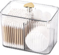 Tbestmax Qtip Holder Dispenser - Clear 3-Section Bathroom Organizer Jar for Cotton Swabs & Pads