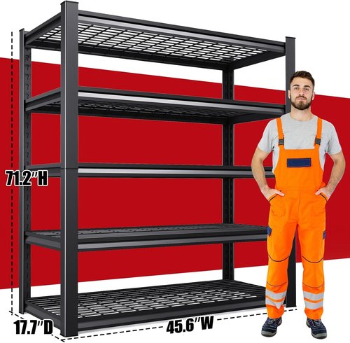 Heavy Duty Metal Shelving Unit by Set of 4 | Adjustable 5-Tier Storage Shelves - 3000 lbs Capacity, 71”x46”x18”
