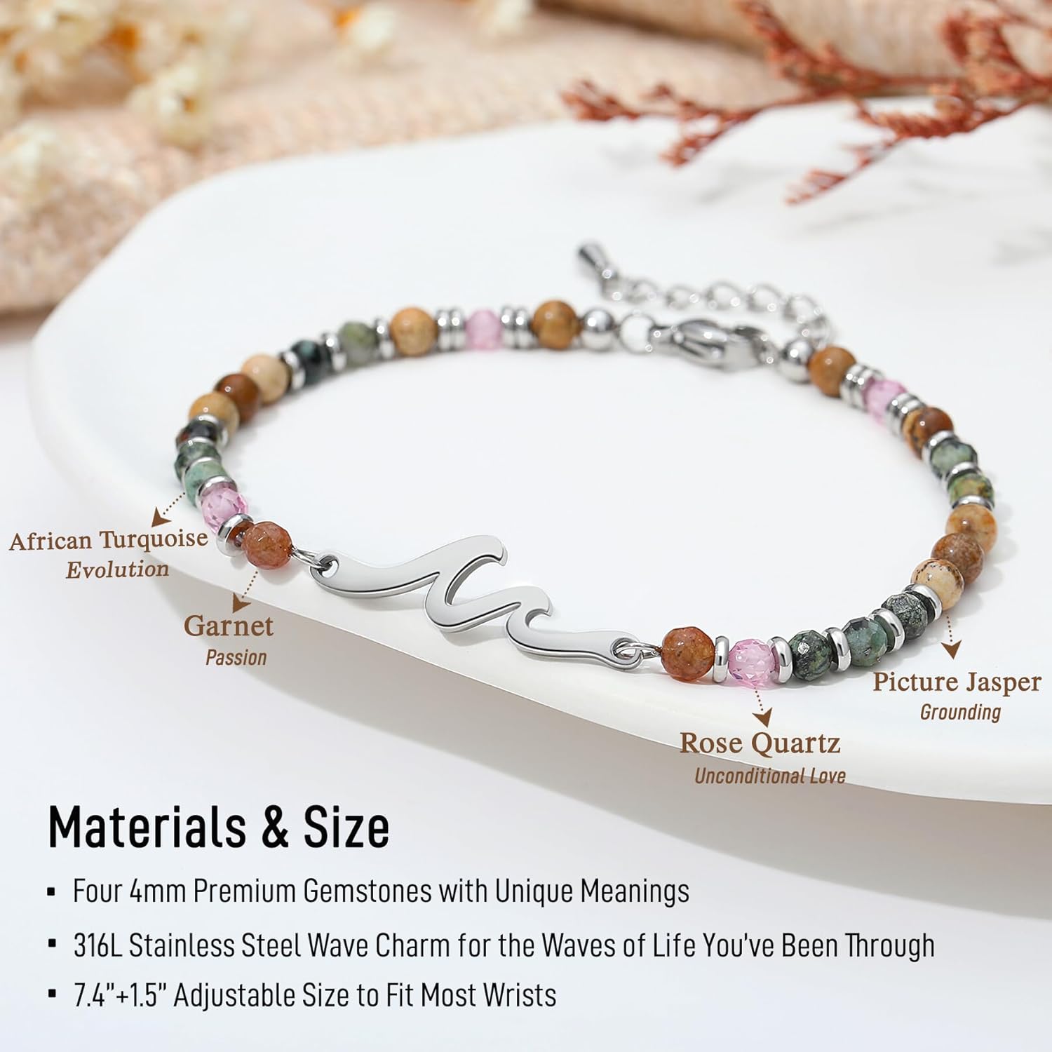 TONY & SANDY Friend Gifts for Women, Unique Birthday Gifts for Women, Sister Gift from Sister, Wave Bracelet, Christmas Easter Mother's Day Gift for Her, Bestie Friendship Bracelets