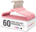 HOUSE DAY Velvet Kids Hangers - 60 Pack Premium Non-Slip 14 Inch Cute Childrens Closet Hangers | Blush Pink