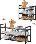 Skiennix 3-Tier Expandable Shoe Rack - Adjustable Heavy-Duty Metal Storage Organizer | Black