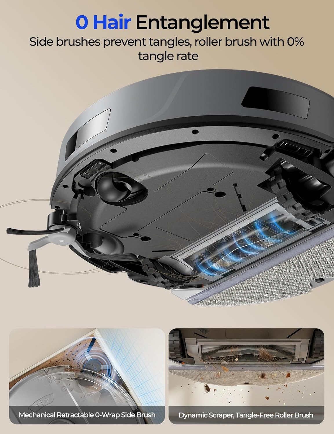 Skiennix Robot Vacuum - 20,000 Pa Power, Self-Emptying & Lidar Navigation | Gray R11 for Pets & Carpets