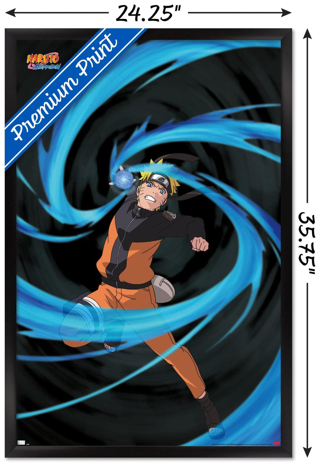 Naruto Shippuden - Naruto Uzumaki Wall Poster, 34L" x 22.4W", Black Framed Version