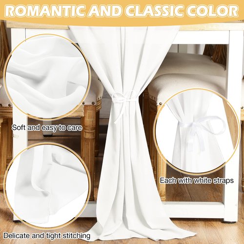 Chumia 24 Pack Chiffon Table Runners Romantic Sheer Table Decorations Long Tulle Runner for Wedding Bridal Shower Party Supplies Decor, 118 x 12 Inches(White)