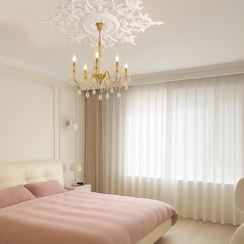 Nuanchu 32.7'' Large PU Ceiling Medallion Combination Decorative 2.36'' ID French Style Chandelier Base Ceiling Medallion for Light Fixtures Victorian Rosette Light Covers for Chandeliers(Stylish)