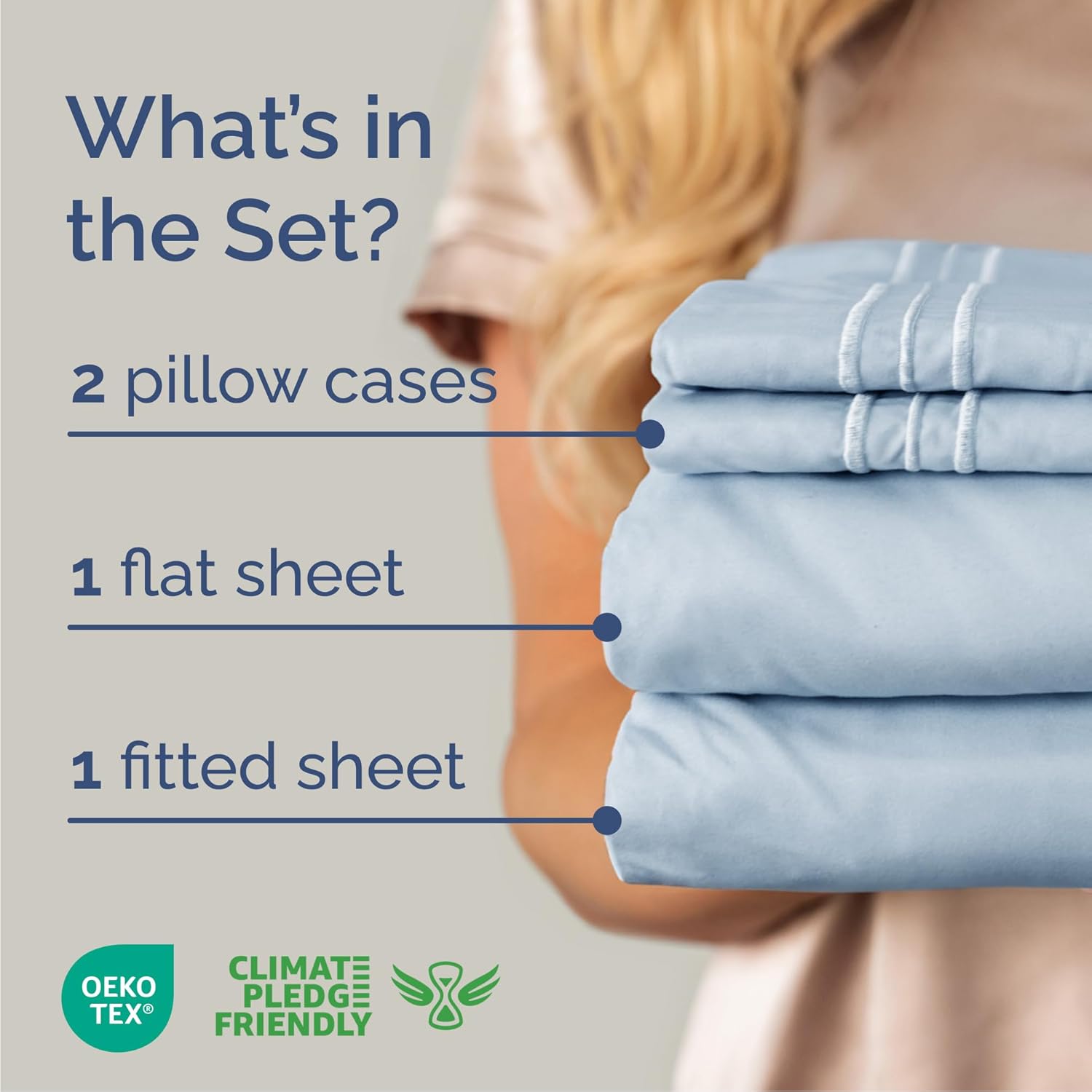 Skiennix Queen Size 4-Piece Sheet Set - Comfy, Breathable & Cooling - Ultra-Soft, Deep Pockets - Sky Blue