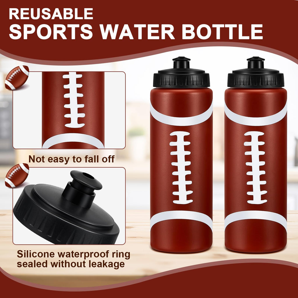 Yaomiao 6 Pcs Football Water Bottle, Football Party Favors Bulk, 20 oz Reusable Bpa-free Squeeze Water Bottles, Stuff for Sports Gifts, Team Gifts, Birthday, Tailgate Parties