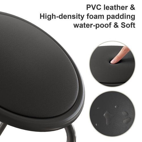 VECELO 6-Piece Stacking Stools, 17 Inch Standard Height, Padded Seat & Steel Legs, Portable Stackable Decoration Stools for School Classroom and Office Use, Black