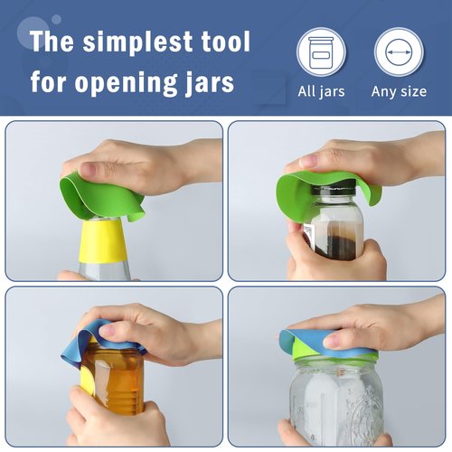 Aixoom Rubber Jar Opener Pads Set of 4, Round Heat-insulated Non-Slip Gripper Pads for Jars, Kitchen Tool for Easy Opening (Circle and Square)