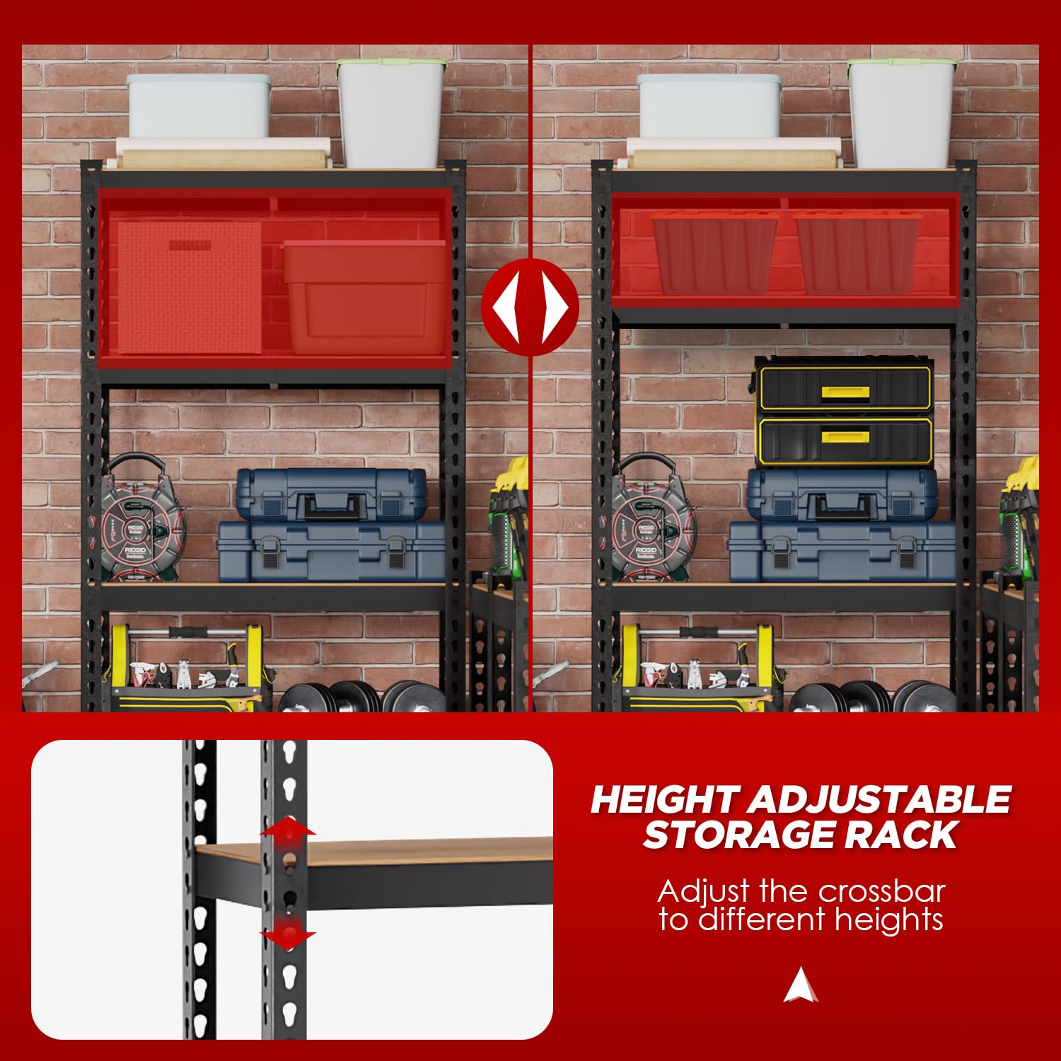 BestOffice 5 Tier Storage Shelves Adjustable Garage Shelves 15.7" D x 35.4" W x 72" H Heavy Duty Garage Shelving with Premium Materials MDF Boards for Kitchen Basement Warehouse Pantry