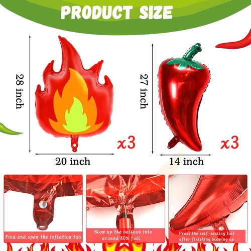 10 Pcs Chili Cook Off Decorations Set Chili Cook Off Banner Chili Pepper Disposable Tablecloth Plastic Table Cover Balloons Fire Balloons Chili Cooking Supplies Chili Pepper Decorations