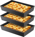 Detroit Style Pizza Pan Set - 3 Pcs Non-Stick Deep Rectangle Bakeware | 10 x 14 x 2.36 Inch