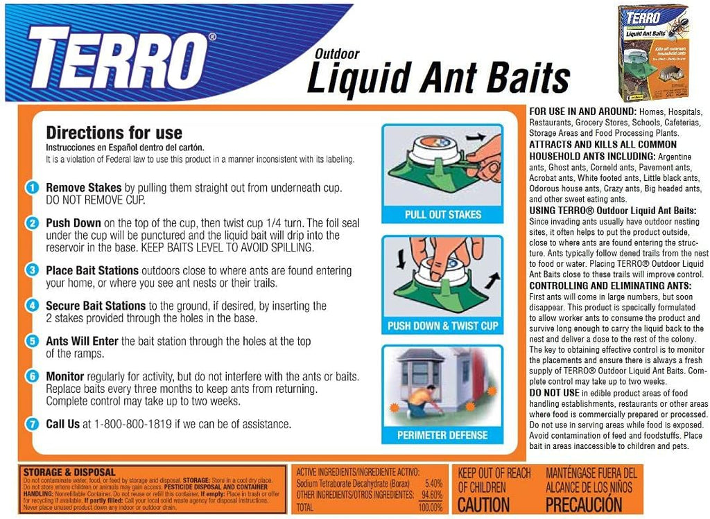 TERRO T1806SR Outdoor Liquid Ant Baits - 2-Pack with 12 Effective Traps for Ant Control