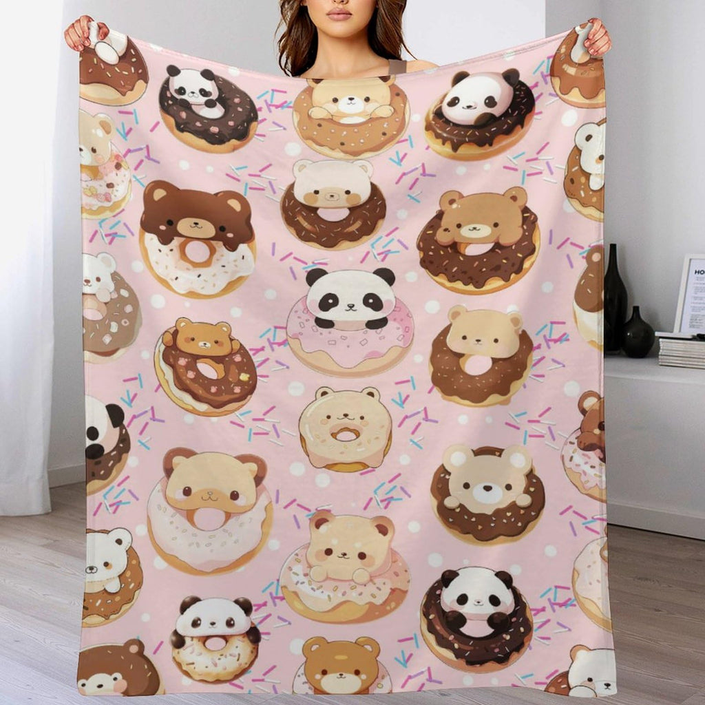 Donut Throw Blanket - Soft Flannel Donut Blankets for Girls Boys Kids Donut Lovers - Warm Food Throw Blankets for All Season Lap, Chair, Sofa - 50"x40"