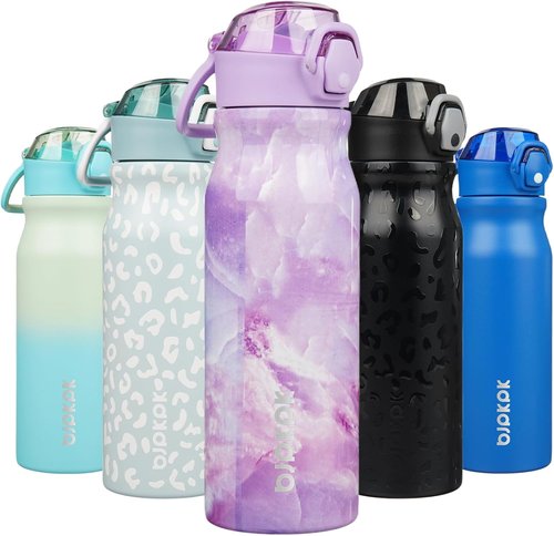 BJPKPK Insulated Water Bottle - 25oz Stainless Steel Flask with Straw, Leak-Proof Lid & Carry Handle | Dawn