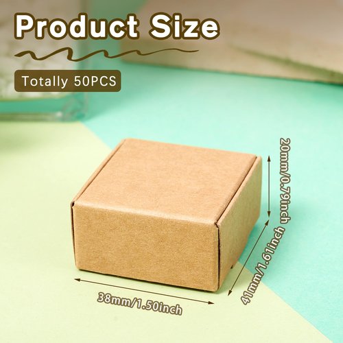 Craftdady 50 pcs Small Brown Aircraft Boxes Mini Paper Jewellery Gift Boxes Square Soap Box Shipping Box Corrugated Paper Boxes for Jewelry Small Business Packing 4.1x3.8x2 cm