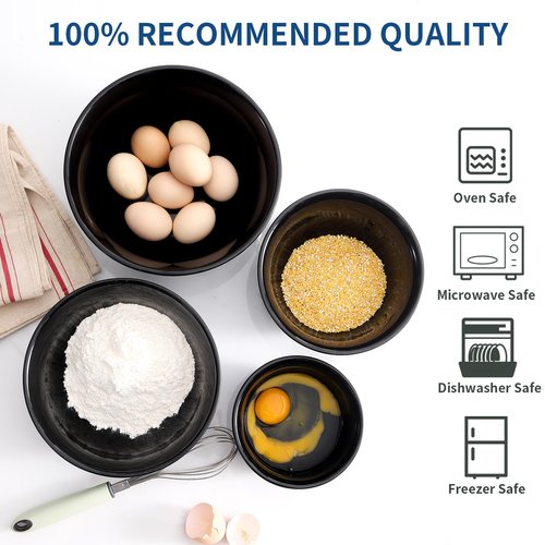 HASENSE Mixing Bowls for Cooking, Baking, Ceramic Serving Dishes Set of 4 for Salad, Fruits, Popcorn, Versatile Nesting Bowls for Housewarming Gift, 2.1/1.5/1.0/0.5 Qt, Dishwasher & Microwave Safe