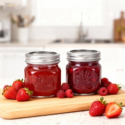 CycleMore Mason Jars 8 oz, 30 Pack Small Canning Jars with Airtight Metal Lids, Embossed Design Glass Storage Jars, 1/4 Quart Jars for Canning, Pickling, Preserving, Jam, Honey, DIY Decor, Gifts