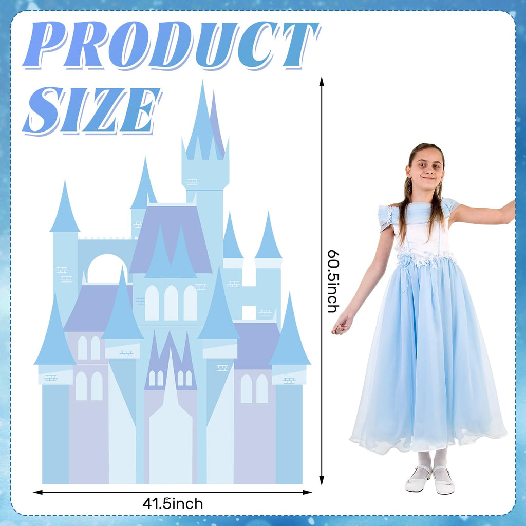 Resurhang 5ft Winter Wonderland Princess Castle Cardboard Large Decor Wonderland Snow Castle Cutout Stand for Princess Girl Snowflake Birthday Party Winter Decor Party Decorations