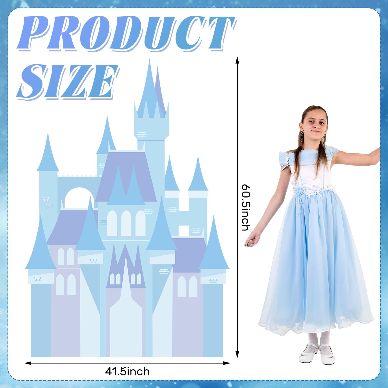 Resurhang 5ft Winter Wonderland Princess Castle Cardboard Large Decor Wonderland Snow Castle Cutout Stand for Princess Girl Snowflake Birthday Party Winter Decor Party Decorations