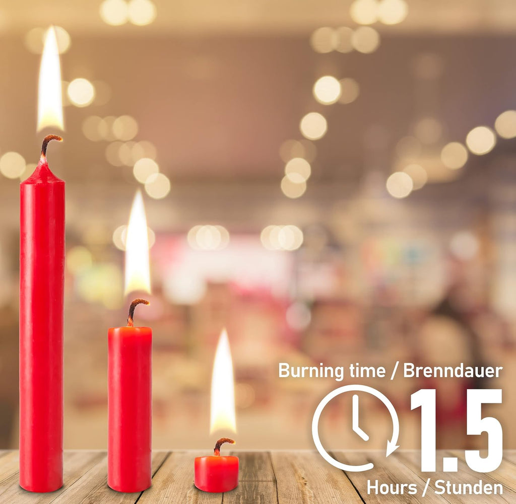 BRUBAKER Mini Taper Candles - 20 Pcs Unscented Red Candles for Rituals, Weddings & Home Decor | 3¾ x ½ Inches