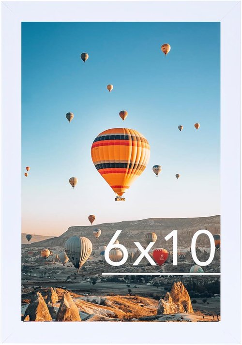 JCJMY 6x10 Picture Frame - White Wall Hanging & Tabletop Display | Shatter-Resistant Plexiglass