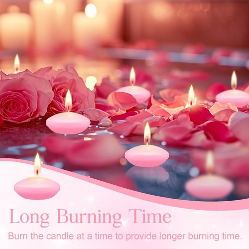 Nuanchu 20 Pcs Pink Floating Candles Centerpieces for Wedding 1.5 Inch Small Unscented Floating Candles Decoration for Valentine's Day Party Wedding Anniversary Holiday Party Gifts Home Pool Decor