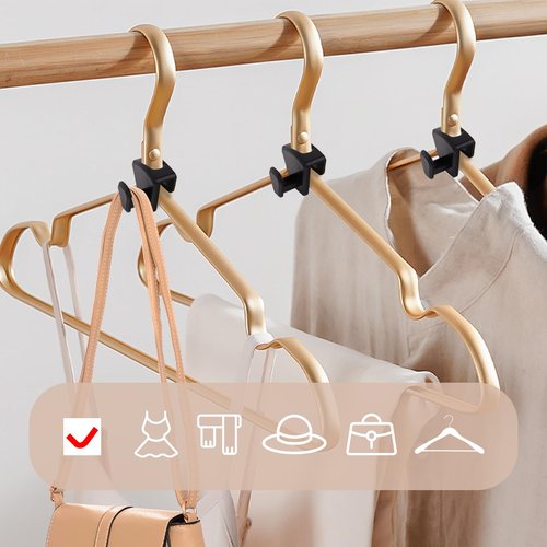 YOLCAR 60 Pack Space Saving Hanger Hooks, Black Plastic Triangle Hangers, Connector Hooks for Closet Organizers and Storage in Dorms and Homes