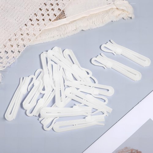 JJUNW 50 PCS Plastic Curtain Hooks, Adjustable Pinch Pleat Hooks for Pleated Drapes Ratchet System Pinch Pleat Curtain Hooks for Window Curtain, Door Curtain, Shower Curtain