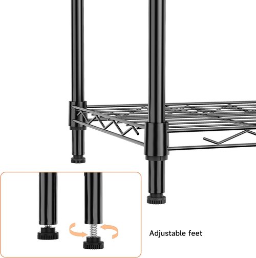 IZEUK 4-Tier Metal Wire Shelf Unit - Versatile Black Storage Rack for Kitchen, Bedroom, or Laundry | 17.7" W x 11.8" D x 41.9" H
