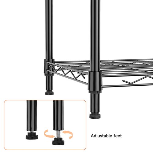 IZEUK 3 Tier Metal Wire Shelving Rack Storage Shelves for Kitchen, Bedroom, Living Room or Laundry Room, Black, 17.7" W x 11.8" D x 28.8" H