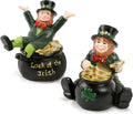 Regine Switzerland St. Patrick's Day Decorations - Set of 2 Leprechaun Figurines with Pot of Gold | Lucky Irish Home Decor