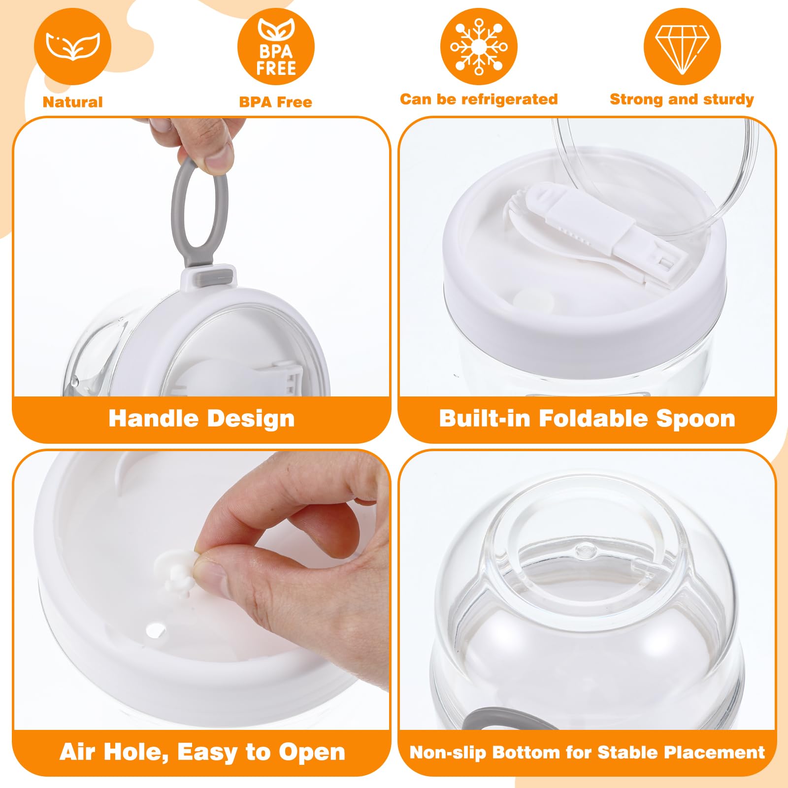 4-Pack 20oz Airtight Oat Containers with Lids & Spoons for Cereal & Salad