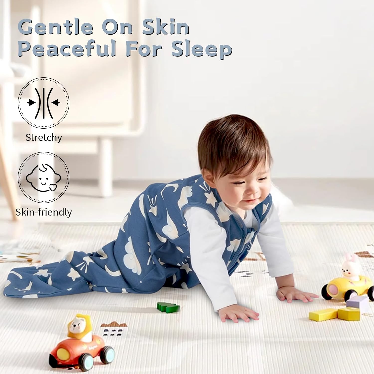 Skiennix Baby Sleep Sack | 100% Cotton Wearable Blanket for Newborns | 3-Pack, 2-Way Zipper, TOG 0.5